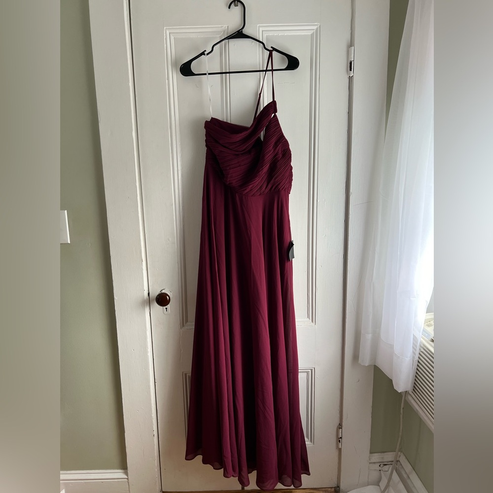 Lulus Maroon Long Dress One Shoulder